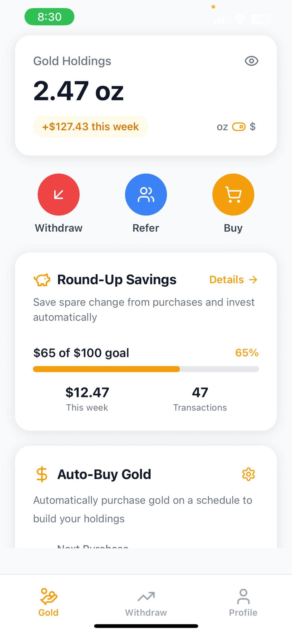 Round-ups and auto-save UI
